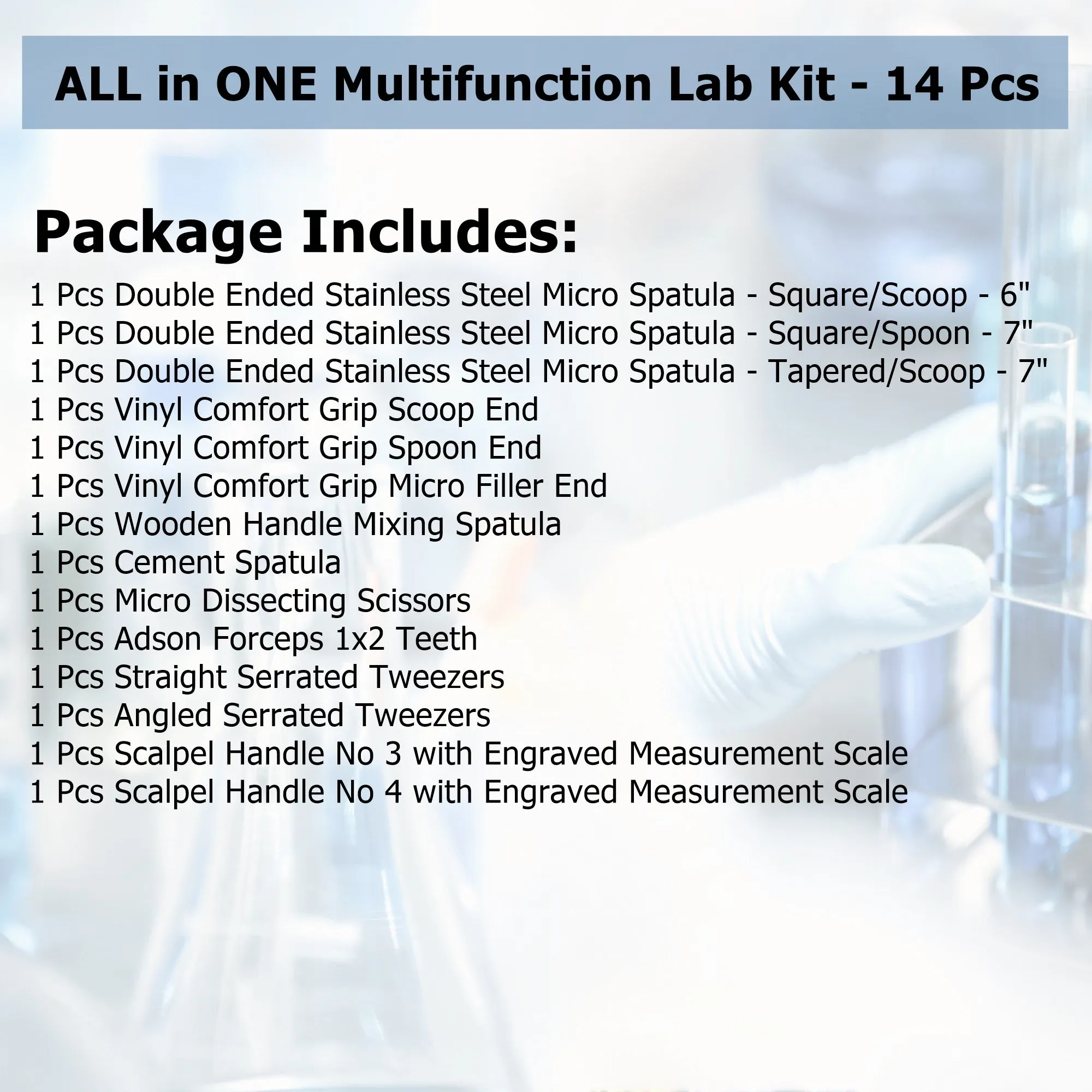 14 Pcs Stainless Steel Laboratory Micro Spatulas Sampling Set with Comfort Grip