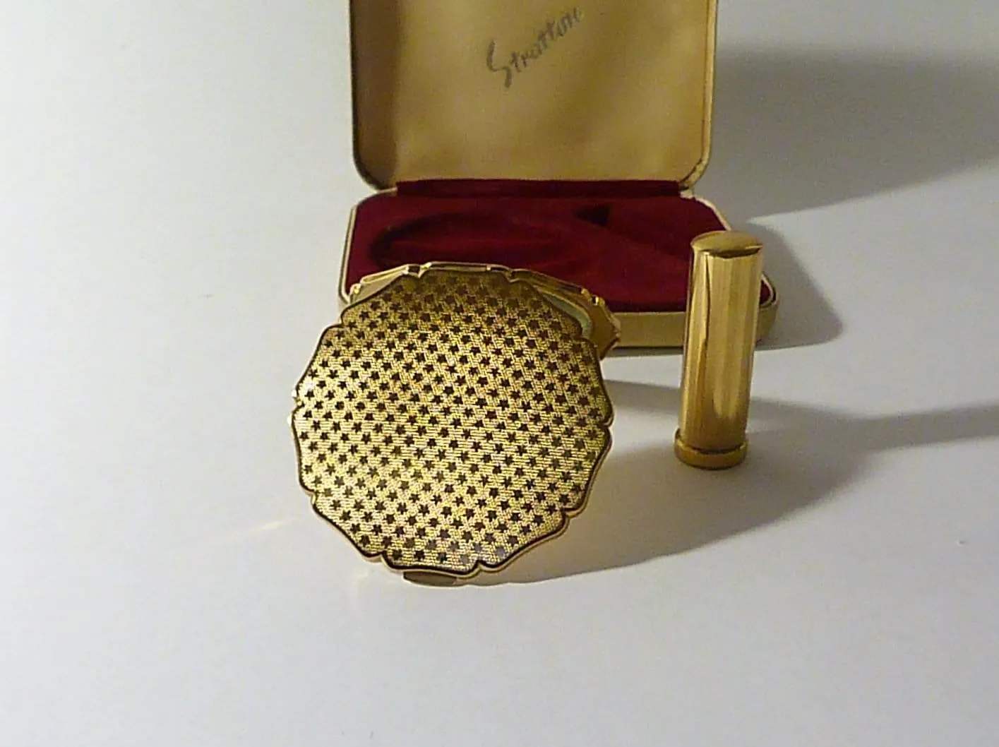 1950s Unused Stratton Vanity Set Vintage Lipstick Holder And Compact Mirror NOS