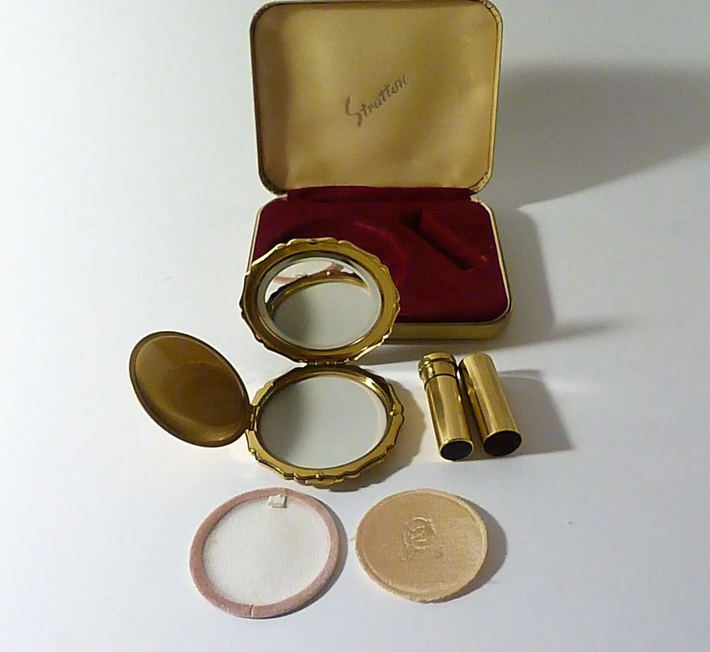 1950s Unused Stratton Vanity Set Vintage Lipstick Holder And Compact Mirror NOS
