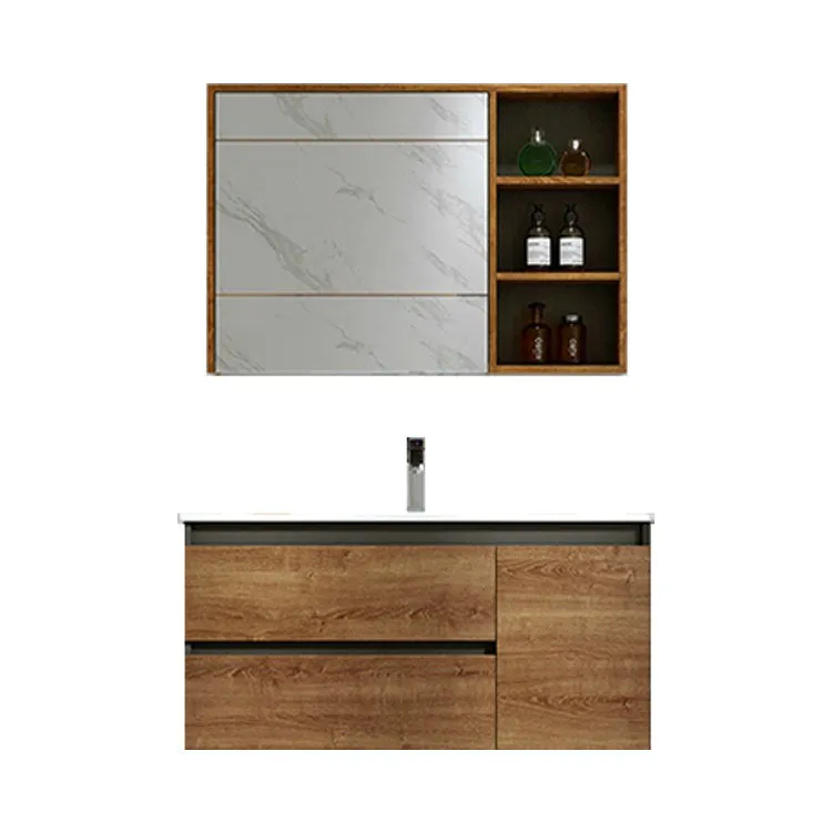 2 Drawers Vanity Wood Frame Freestanding Shelving Included Mirror Single Sink Vanity