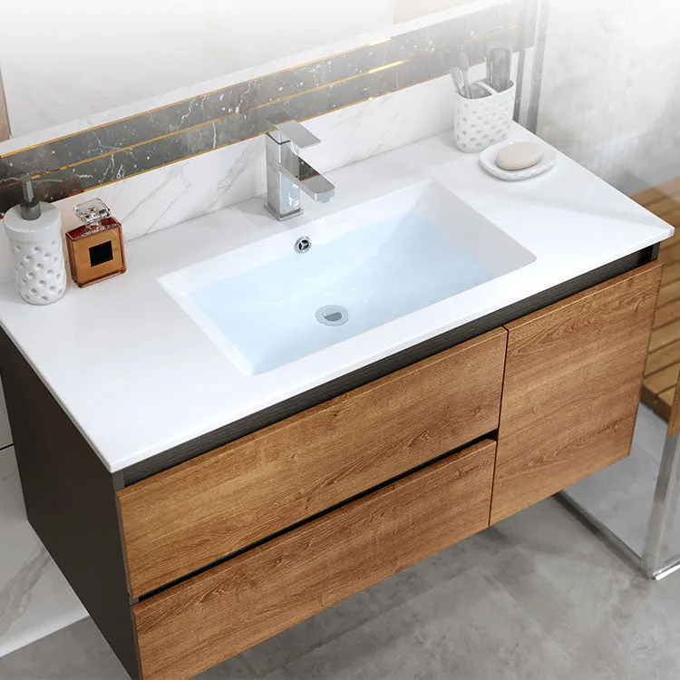 2 Drawers Vanity Wood Frame Freestanding Shelving Included Mirror Single Sink Vanity