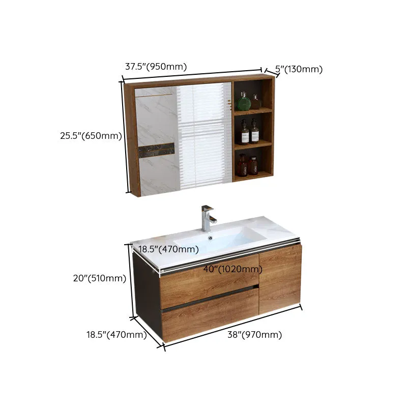 2 Drawers Vanity Wood Frame Freestanding Shelving Included Mirror Single Sink Vanity