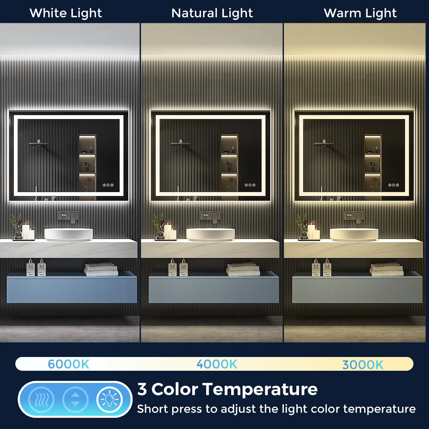 2022 Collection  Backlit   Frontlit LED Mirror for Bathroom 48 x 36 Inch