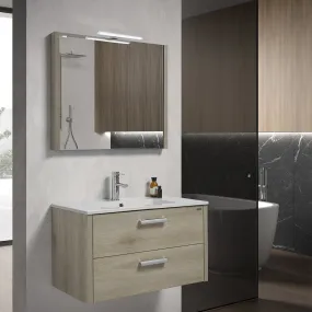28" Single Vanity, Wall Mount, 2 Drawers with Soft Close, Sand, Serie Nova by VALENZUELA