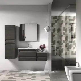 28" Single Vanity, Wall Mount, 2 Drawers with Soft Close, Walnut, Serie Barcelona by VALENZUELA