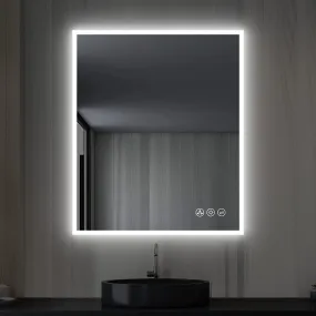30"X36" LED Bathroom Mirror with Antifog, Dimmer, Adjustable Color