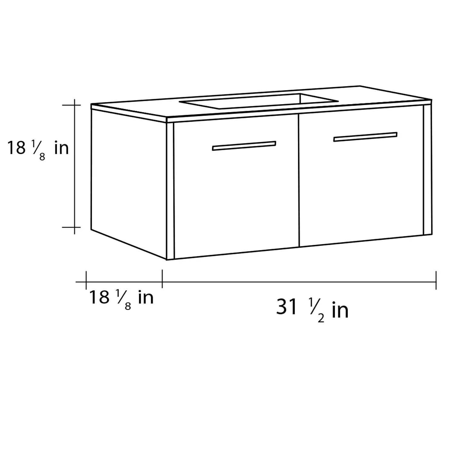 32" Single Vanity, Wall Mount, 2 Doors with Soft Close, Moon, Serie Nova by VALENZUELA