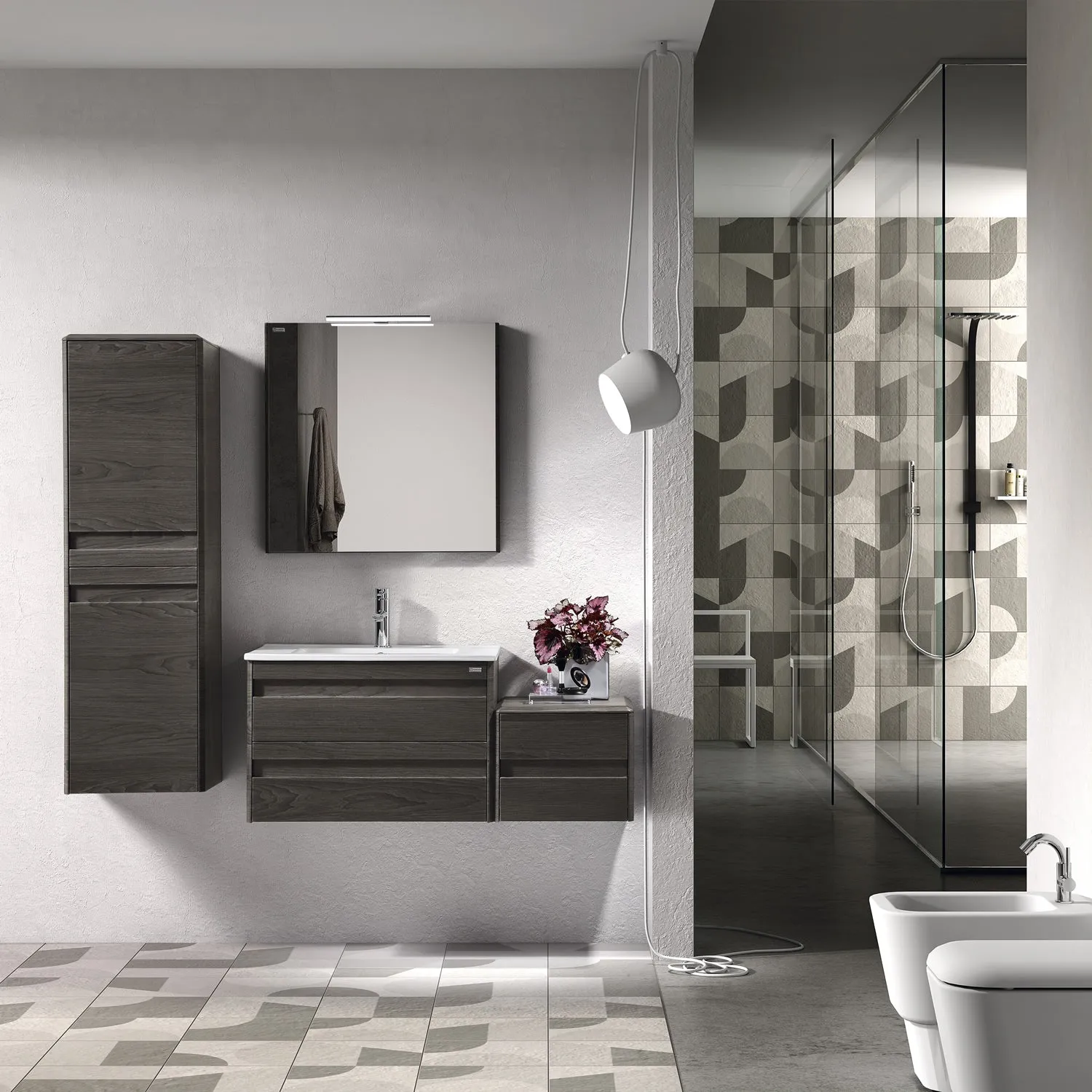 32" Single Vanity, Wall Mount, 2 Drawers with Soft Close, Walnut, Serie Barcelona by VALENZUELA
