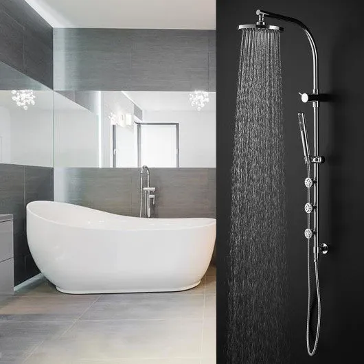 44" Chrome Brass Rainfall Shower Panel Wall Mount with Hand Show