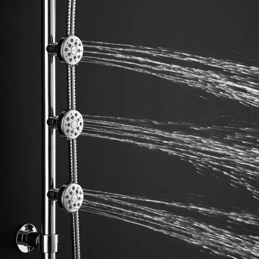 44" Chrome Brass Rainfall Shower Panel Wall Mount with Hand Show