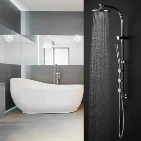 44" Chrome Brass Rainfall Shower Panel Wall Mount with Hand Show