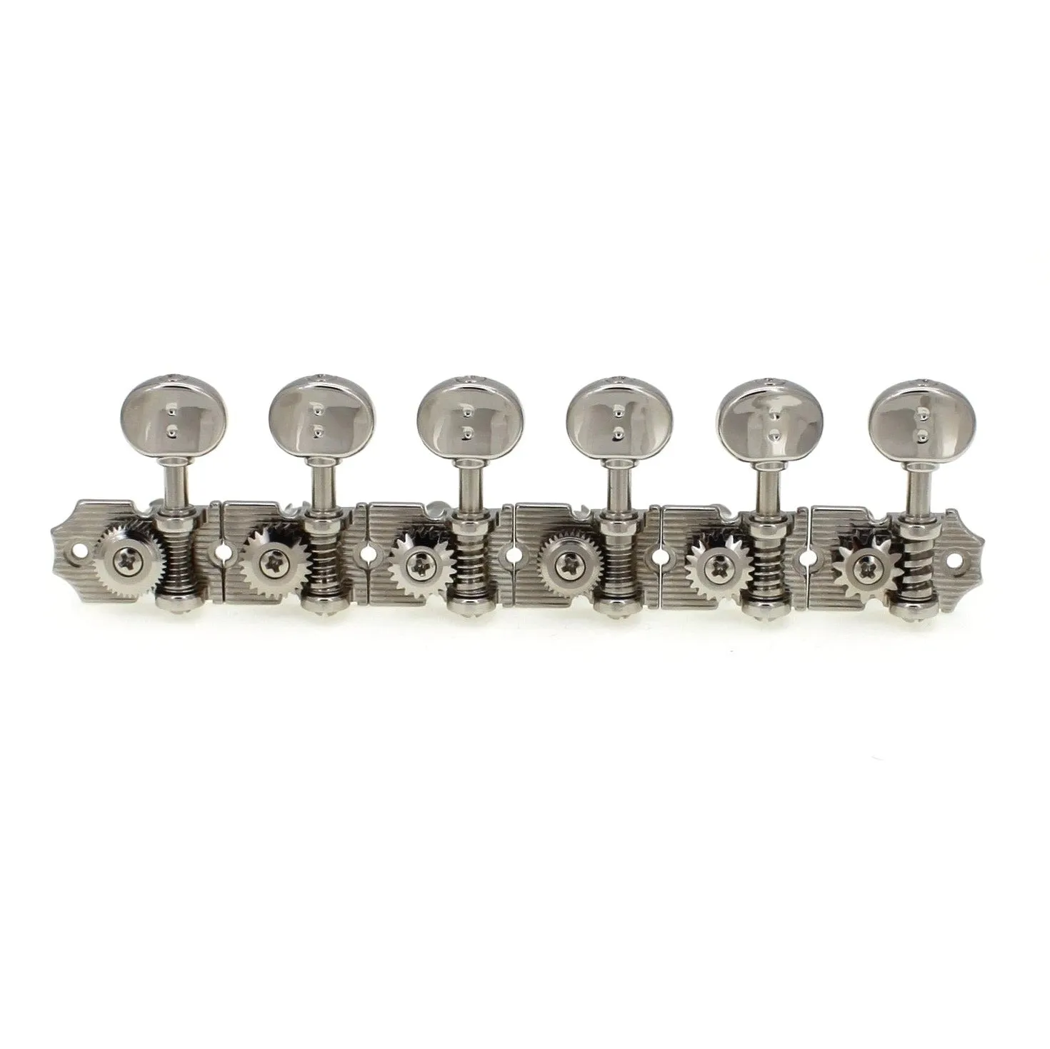 6-In-Line Retro Fender Style Ratio Lefty Machine Heads (PRN-4624-LN0, Nickel Finish)