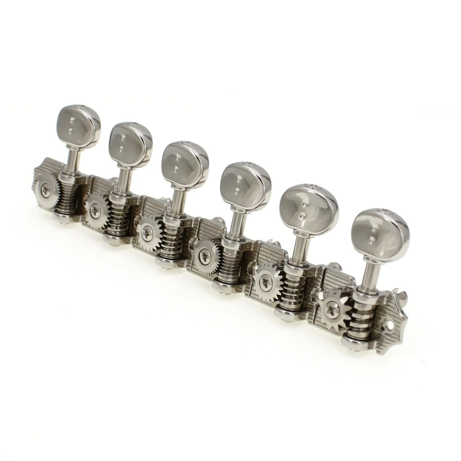 6-In-Line Retro Fender Style Ratio Lefty Machine Heads (PRN-4624-LN0, Nickel Finish)