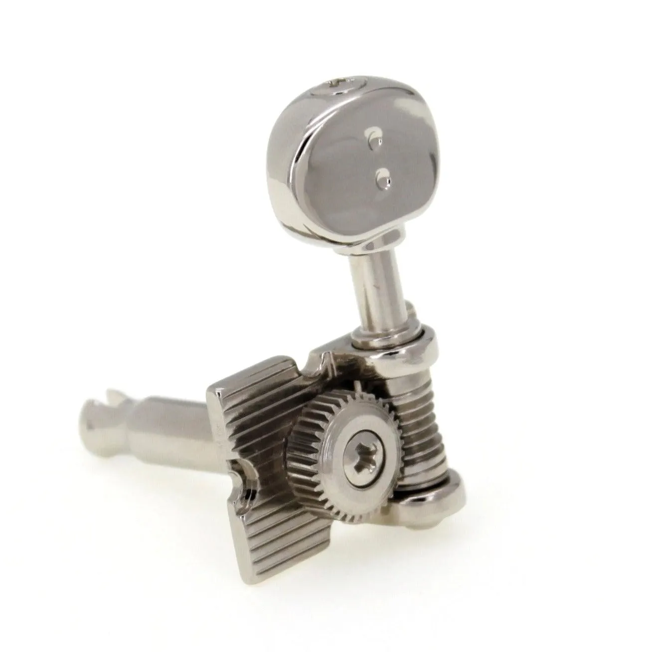 6-In-Line Retro Fender Style Ratio Lefty Machine Heads (PRN-4624-LN0, Nickel Finish)
