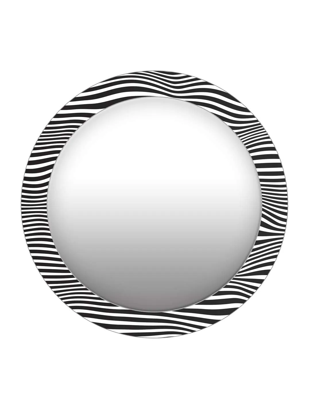 999STORE Printed Round Mirror Bathroom mirrror Black and White Strips Pattern Round Mirror (MDF_17X17 Inch_Multi) MirrorRSZ1025