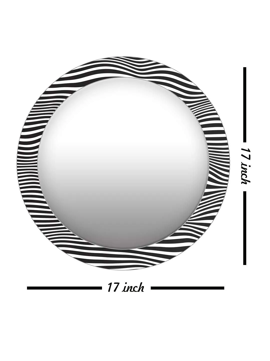 999STORE Printed Round Mirror Bathroom mirrror Black and White Strips Pattern Round Mirror (MDF_17X17 Inch_Multi) MirrorRSZ1025