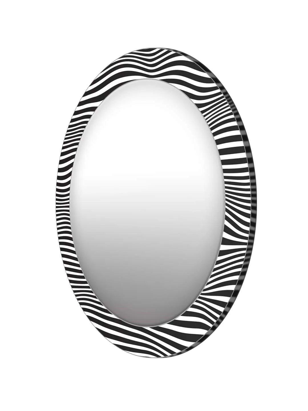 999STORE Printed Round Mirror Bathroom mirrror Black and White Strips Pattern Round Mirror (MDF_17X17 Inch_Multi) MirrorRSZ1025