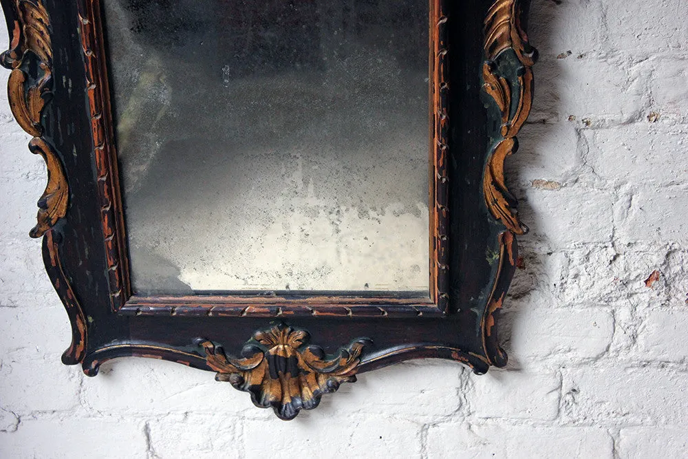 A Decorative 18thC Painted & Carved Oak Wall Mirror c.1790