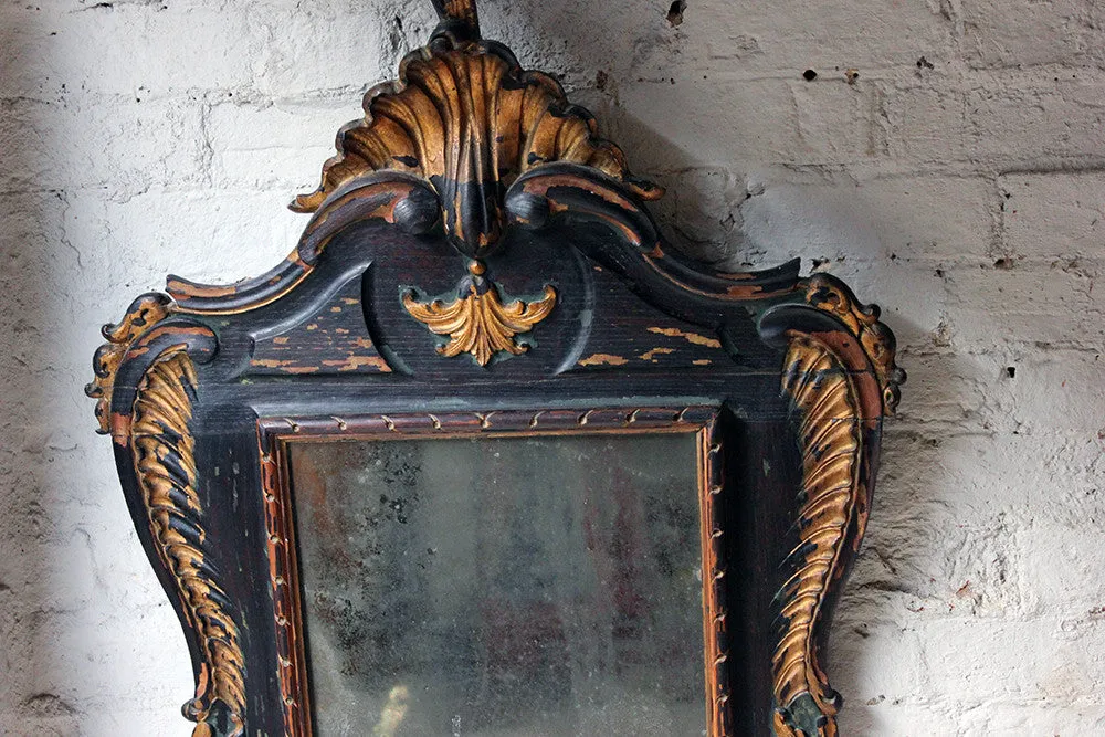 A Decorative 18thC Painted & Carved Oak Wall Mirror c.1790