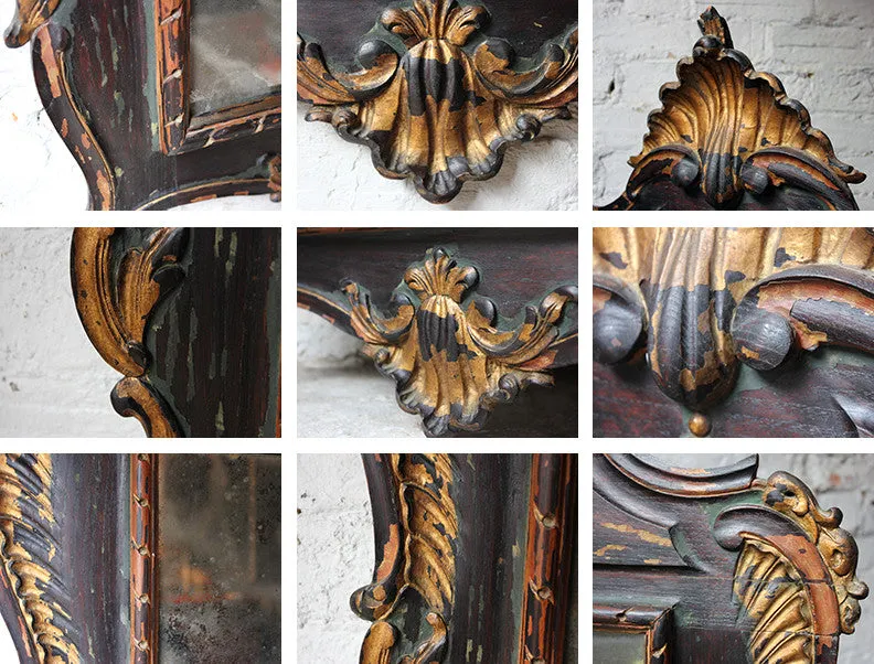A Decorative 18thC Painted & Carved Oak Wall Mirror c.1790