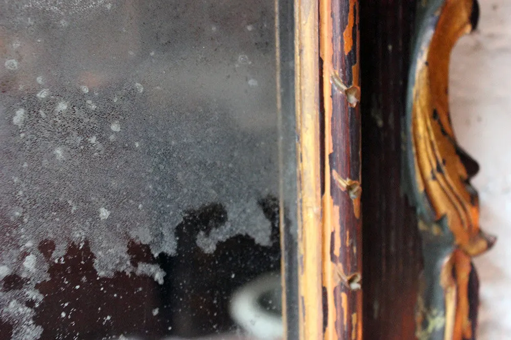 A Decorative 18thC Painted & Carved Oak Wall Mirror c.1790