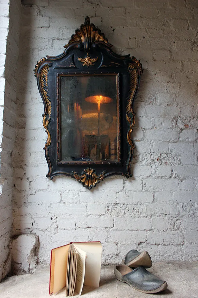 A Decorative 18thC Painted & Carved Oak Wall Mirror c.1790