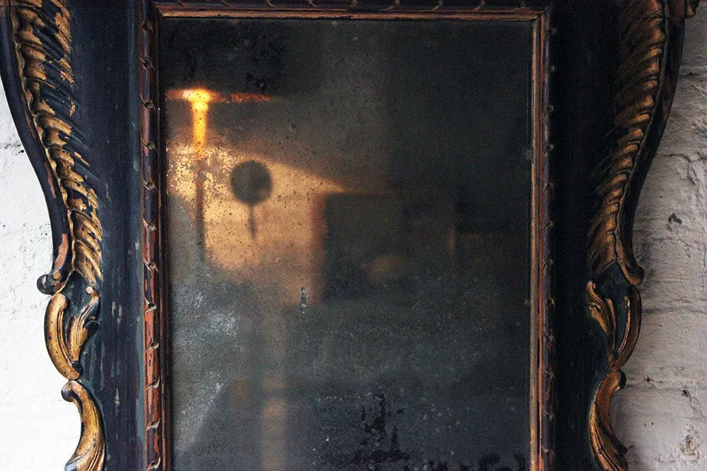 A Decorative 18thC Painted & Carved Oak Wall Mirror c.1790