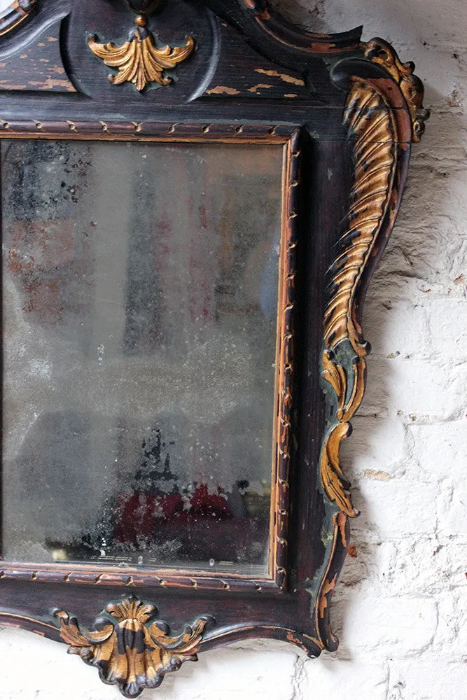 A Decorative 18thC Painted & Carved Oak Wall Mirror c.1790