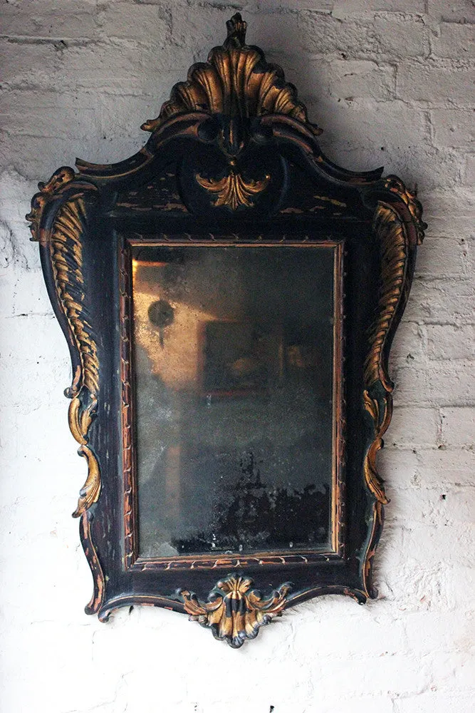 A Decorative 18thC Painted & Carved Oak Wall Mirror c.1790