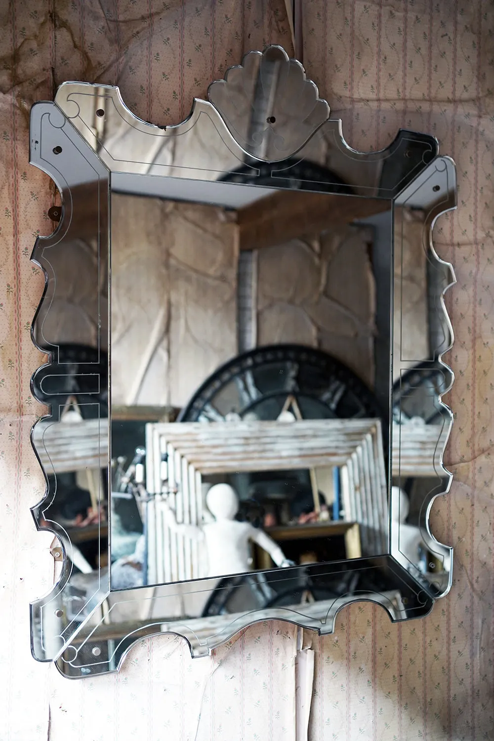 A Large Mid-20thC Venetian Glass Wall Mirror
