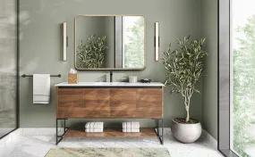 Accent Mirror Vanity Mirror with Lights Large Lighted Mirror with Smart Touch 3 Colors dimmable Wall Mounted | Unique Mirrors & Washbasin Design (30x30 Inches, Rectangle)