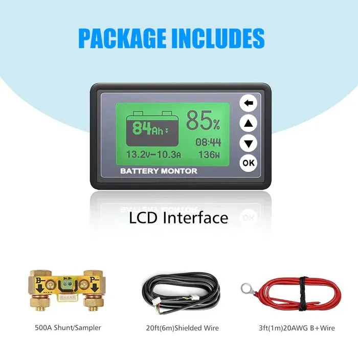 ACOPower 500A Battery Monitor | High and Low Voltage Programmable Alarm | Voltage Range 10V-120V