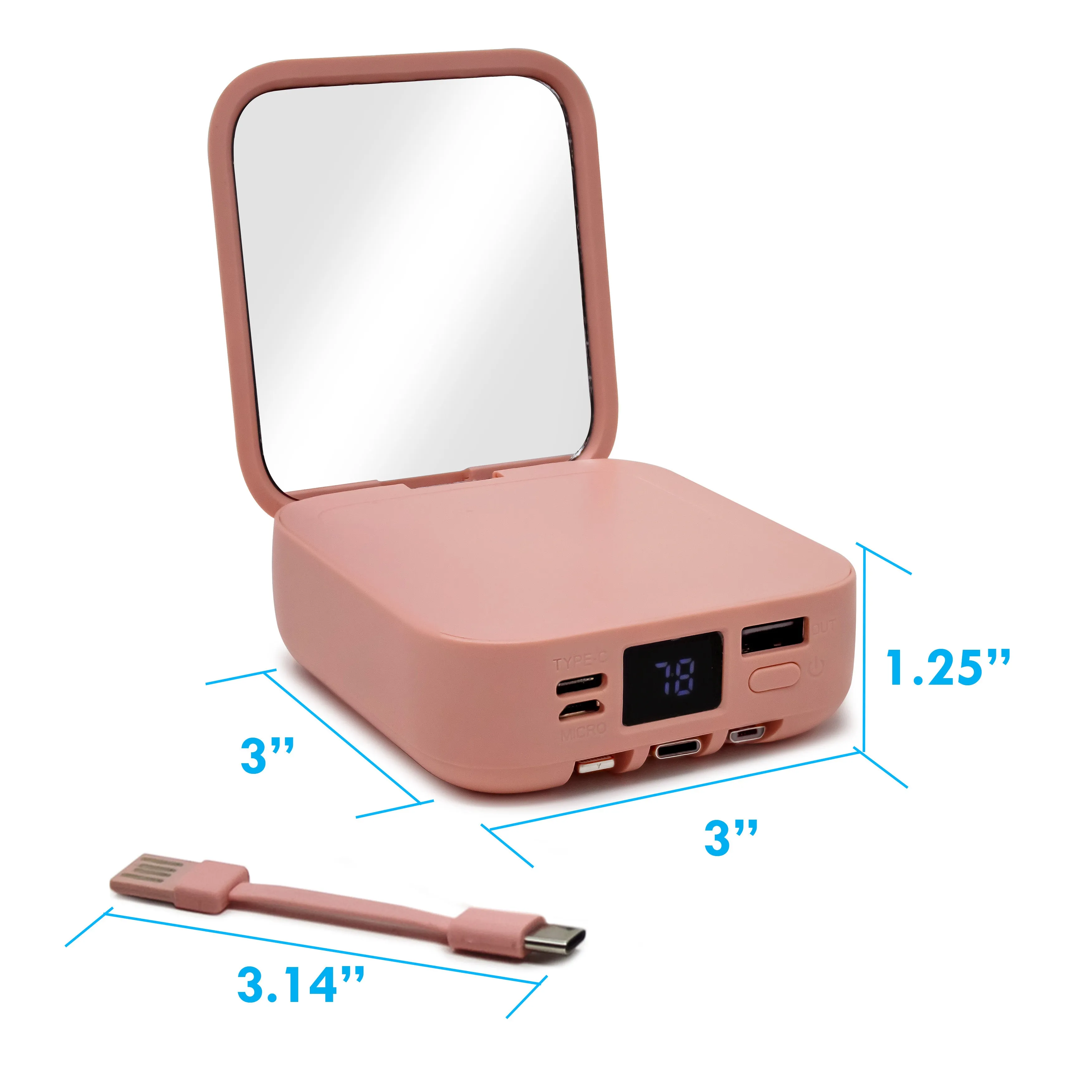 Aduro PowerUp Glow Portable Power Bank and Compact Mirror