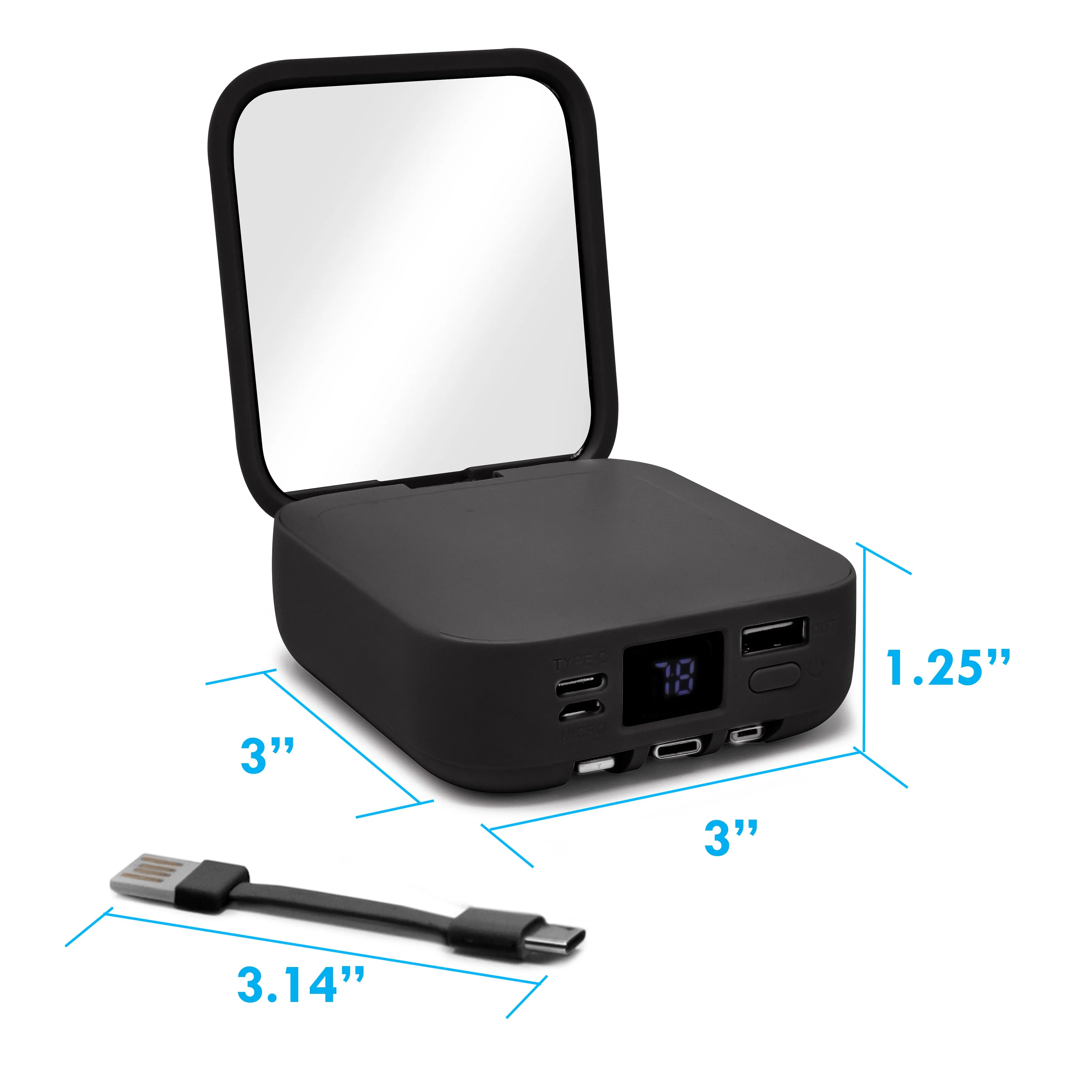 Aduro PowerUp Glow Portable Power Bank and Compact Mirror