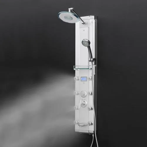 AKDY 51-in Chrome Silver 8-Spray Shower Panel System (Valve Included)