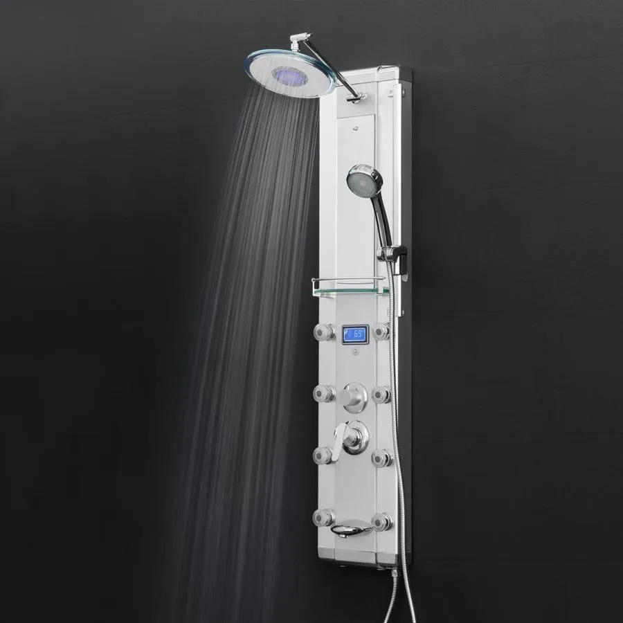 AKDY 51-in Chrome Silver 8-Spray Shower Panel System (Valve Included)