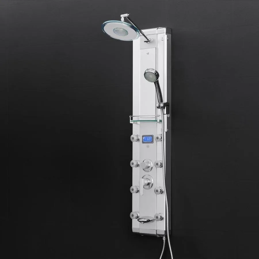 AKDY 51-in Chrome Silver 8-Spray Shower Panel System (Valve Included)