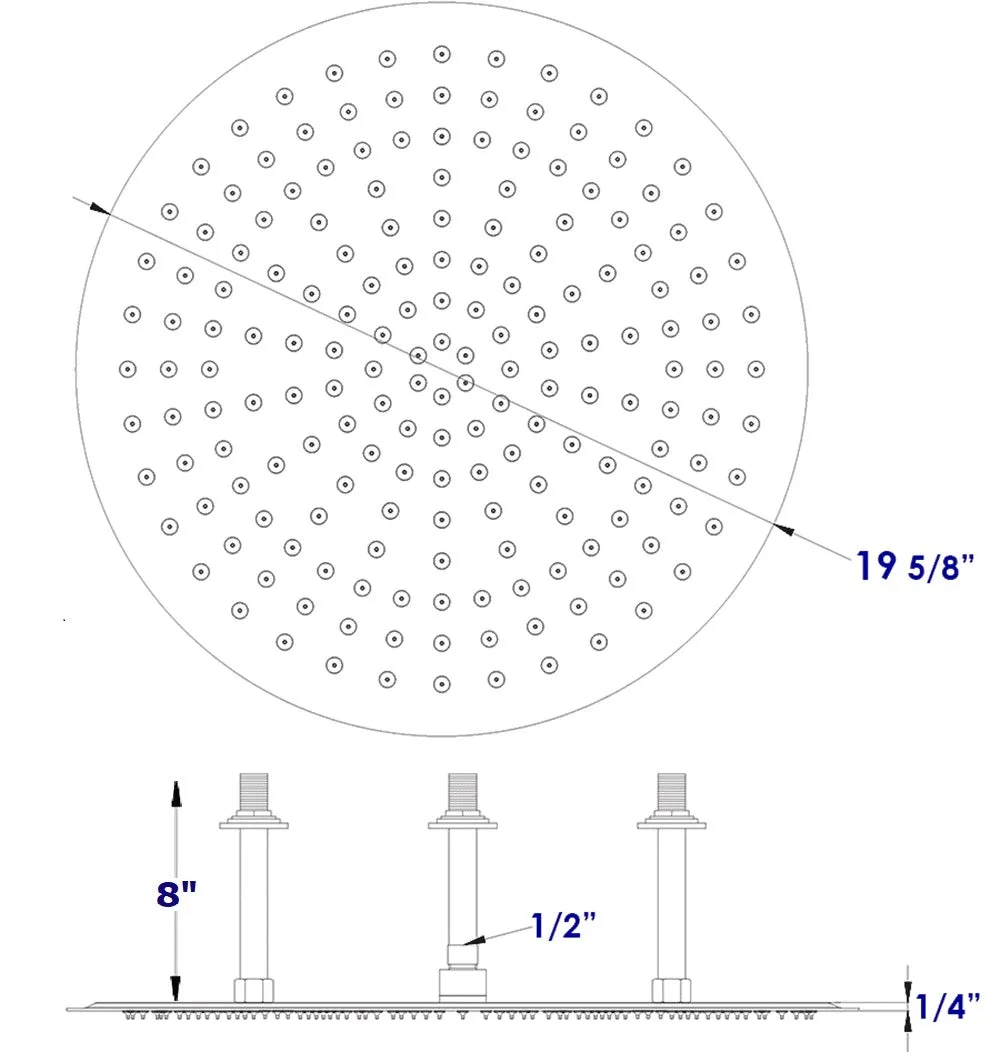 ALFI brand RAIN20R 20" Round Ultra Thin Rain Shower Head Stainless Steel