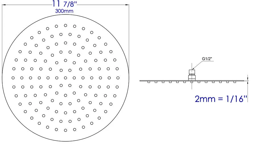ALFI Solid Stainless Steel 12" Round Ultra Thin Rain Shower Head