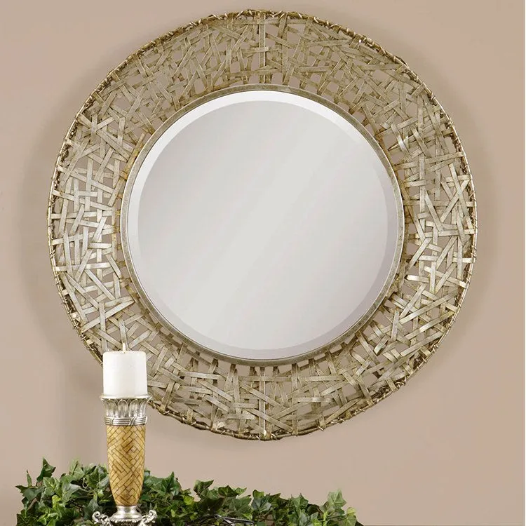 Alita Champagne Woven Metal Mirror