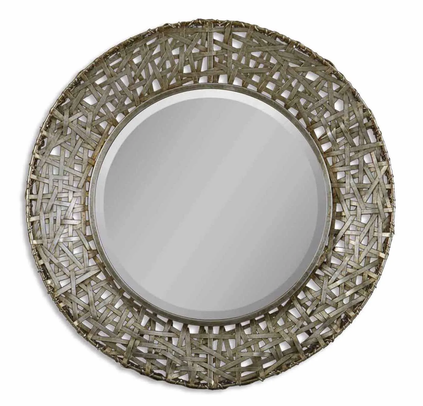 Alita Champagne Woven Metal Mirror