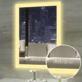 Anti-Fog Dimmable LED Backlit Lighted Bathroom Vanity Mirror Wall Mounted with Touch Display Clock, Temperature, Waterproof - SmartGMirror™ Technology