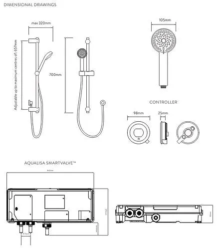 Aqualisa Quartz Touch Smart Concealed Shower with Adjustable Head - HP QZST.A1.BV.23