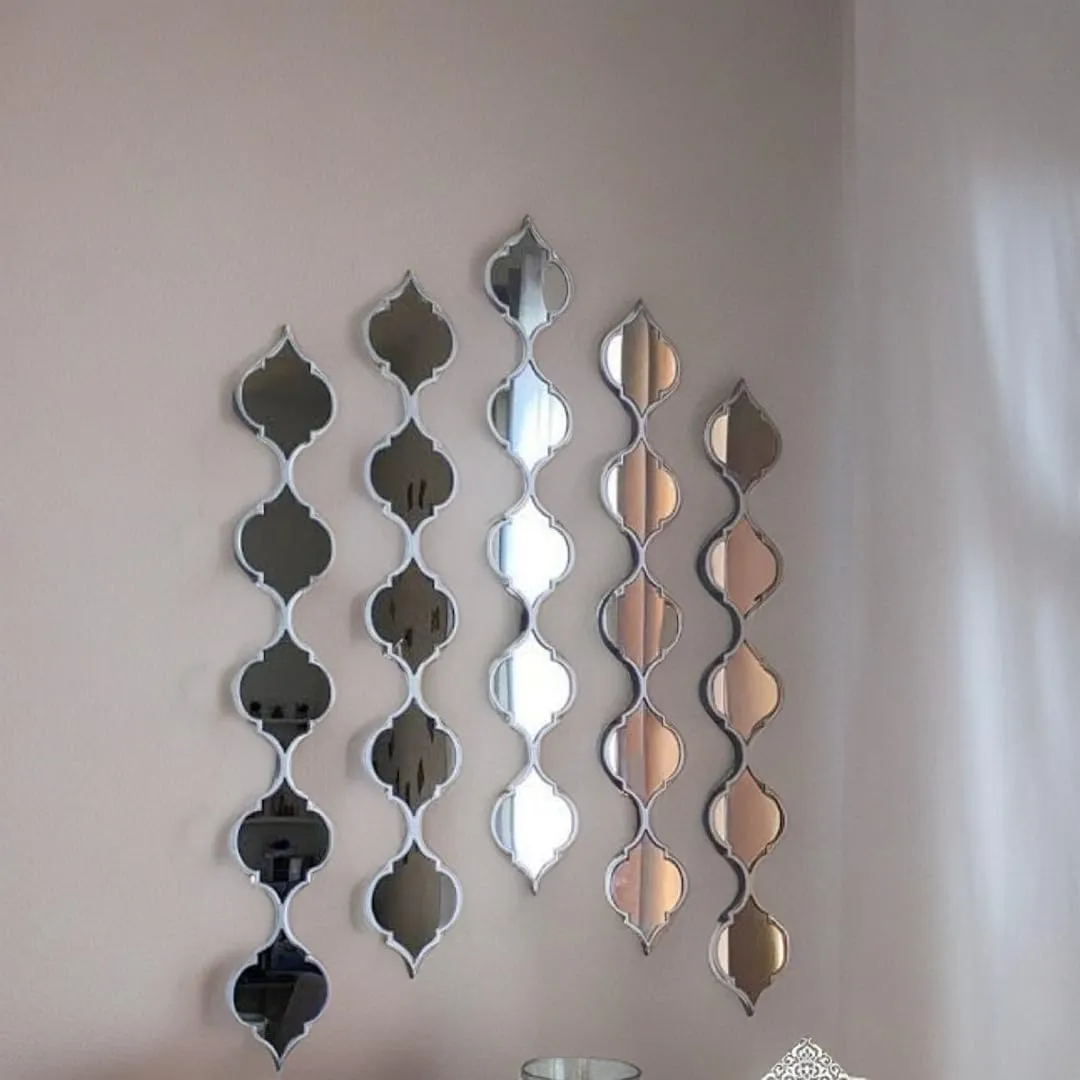 Ashlo's Decor Metal Wall Mirror Strips Art Set Mirror Wall Strips, Wall Art Perfect for Any Wall of Your Home, Diwali Gift (2, Gold)(Rectangular,Framed)