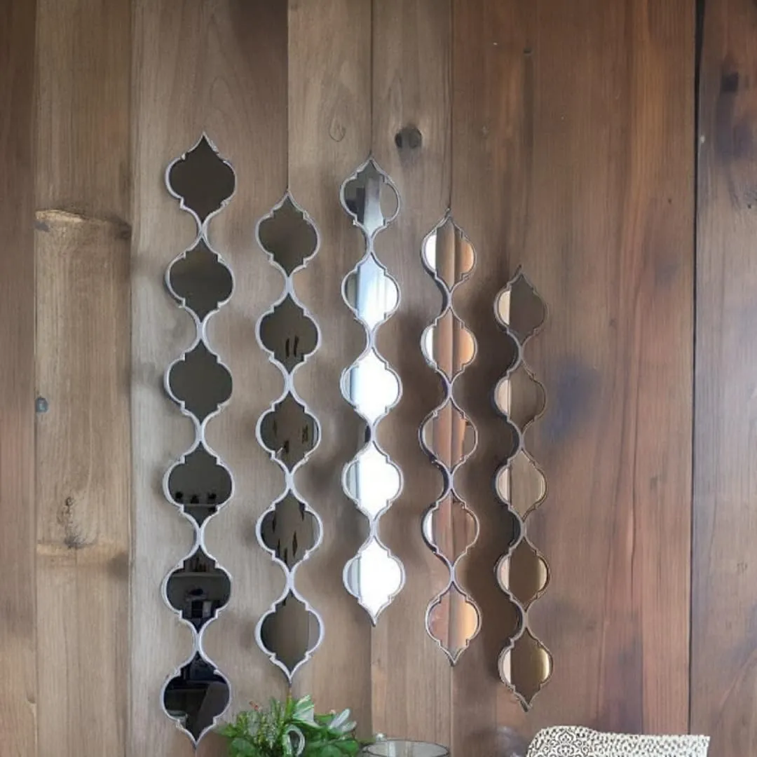 Ashlo's Decor Metal Wall Mirror Strips Art Set Mirror Wall Strips, Wall Art Perfect for Any Wall of Your Home, Diwali Gift (2, Gold)(Rectangular,Framed)
