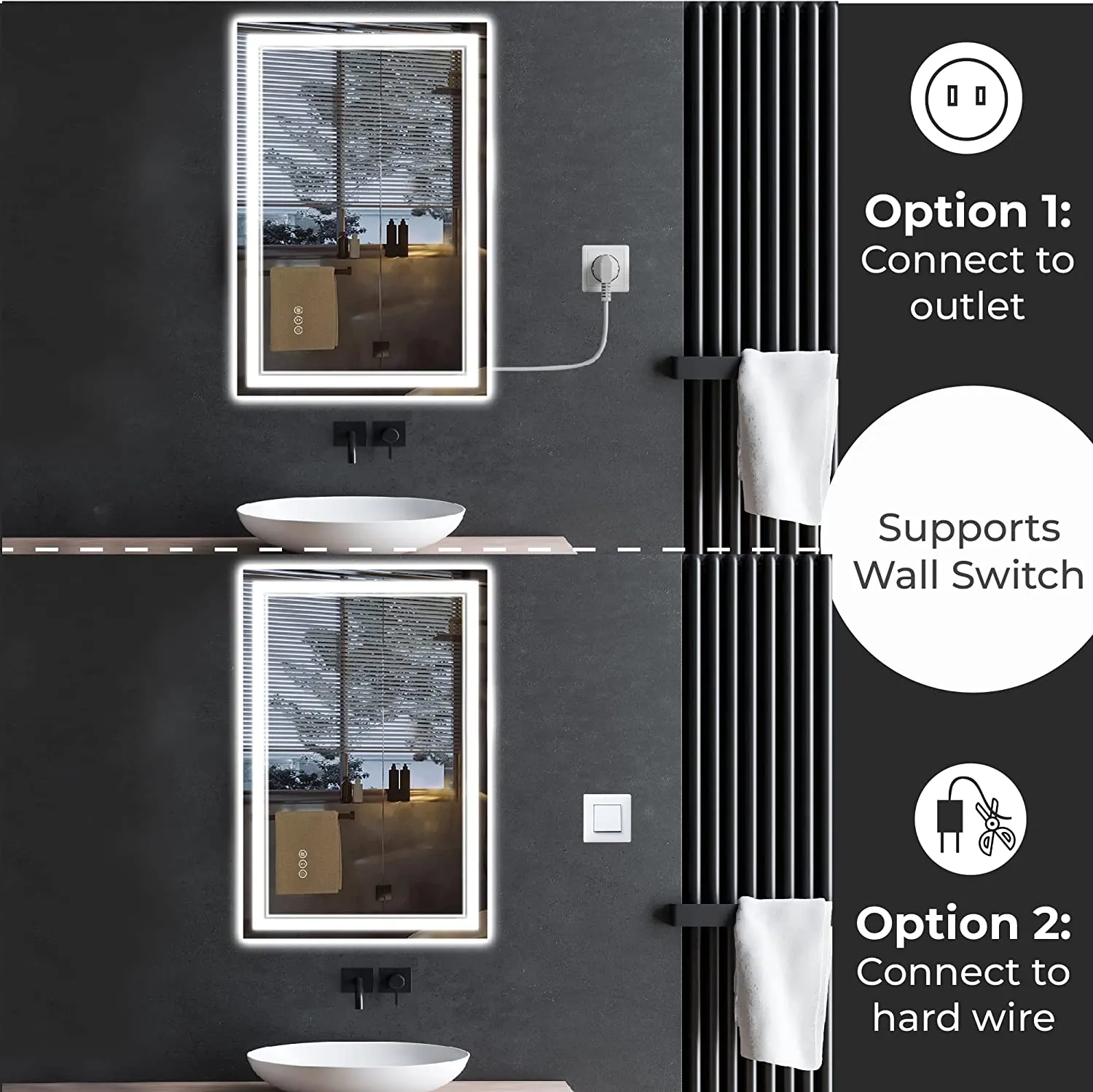 Awandee Backlit   Front-Lighted LED Mirror for Bathroom 20 x 28 Inch