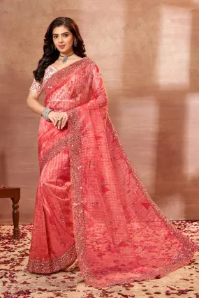 Beautiful Designer Bollywood Soft Orgenza Sequence Saree