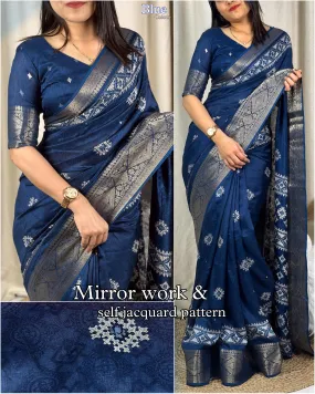 Beautiful Designer Party Wear Soft Cotton Silk Saree