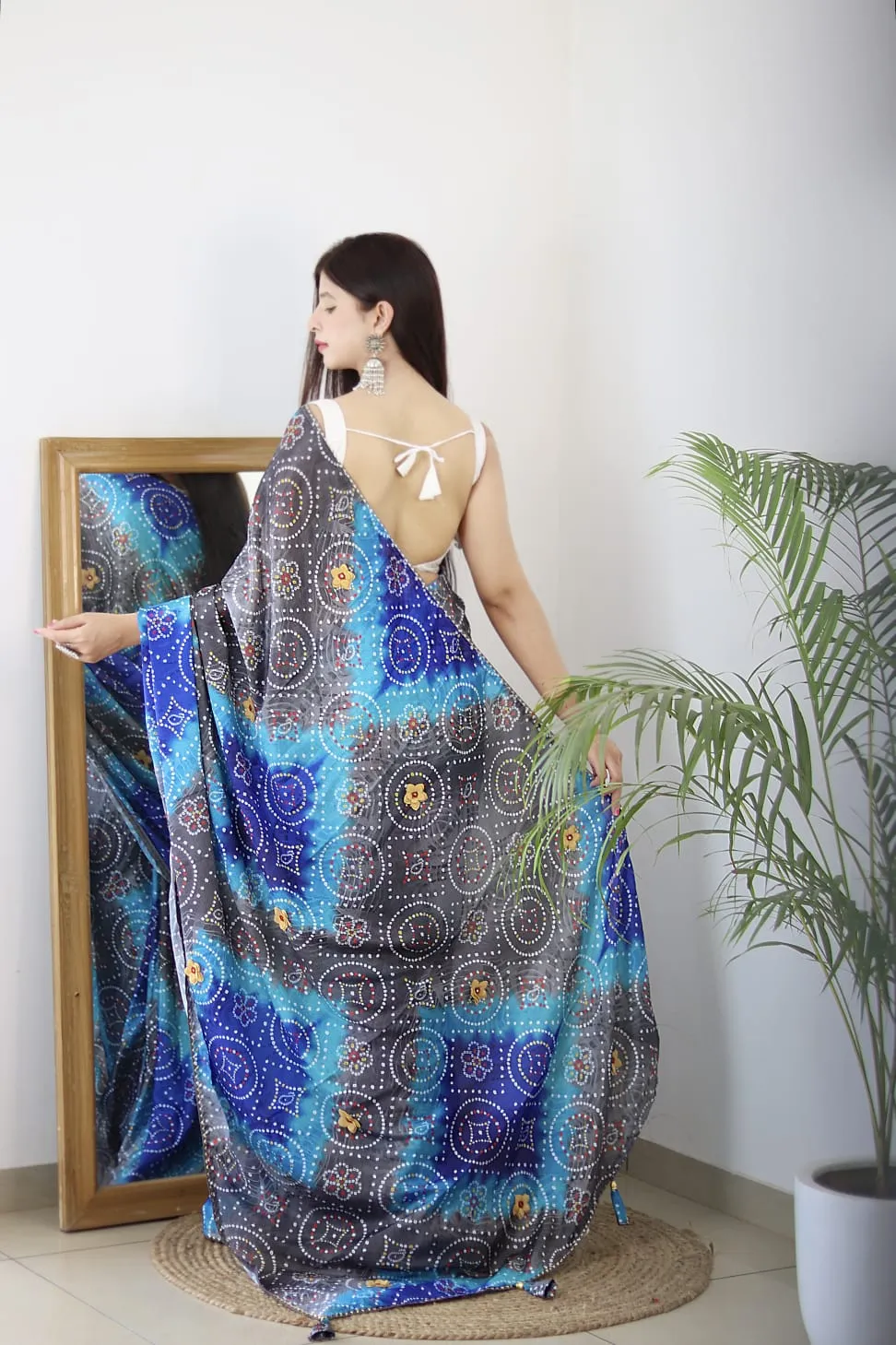 Beautiful Designer Pure Soft Bandhani Satin Silk Saree