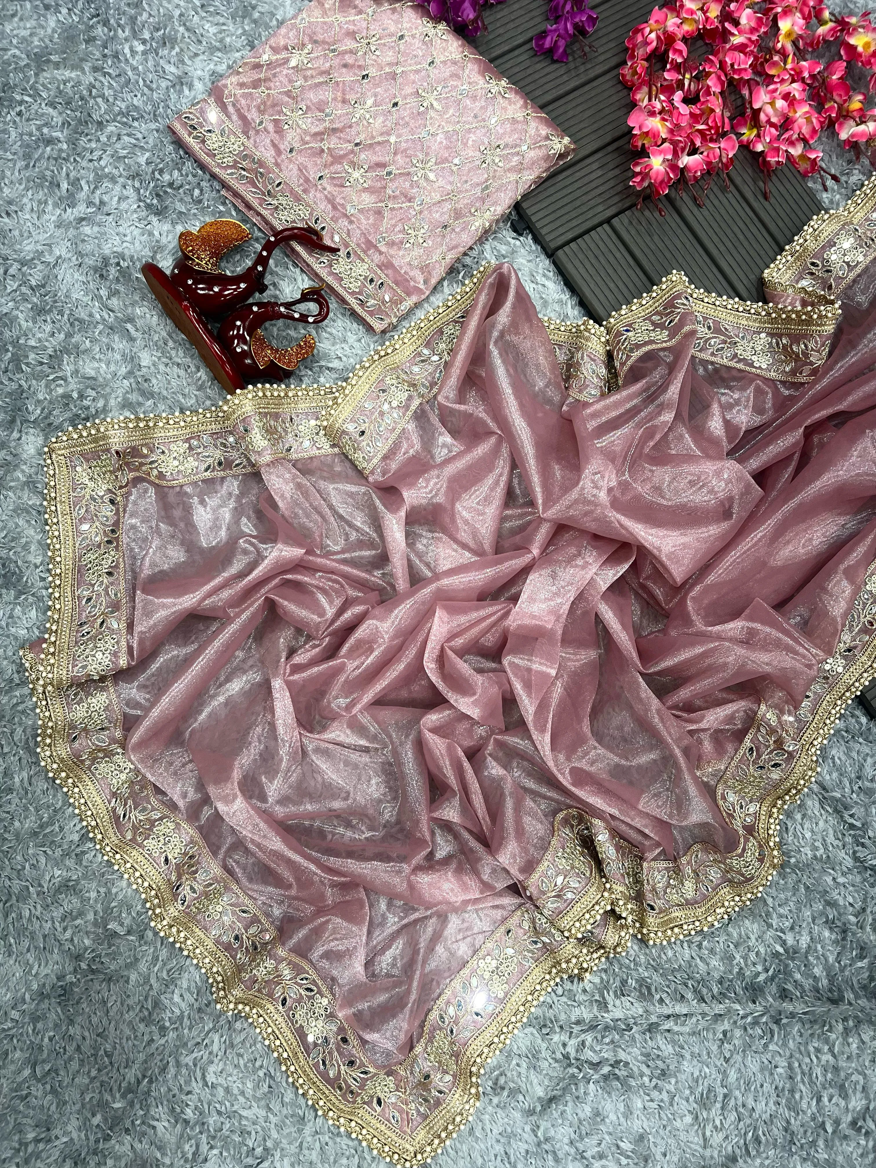 Beautiful Designer Soft Tissue Silk with Sequence Saree